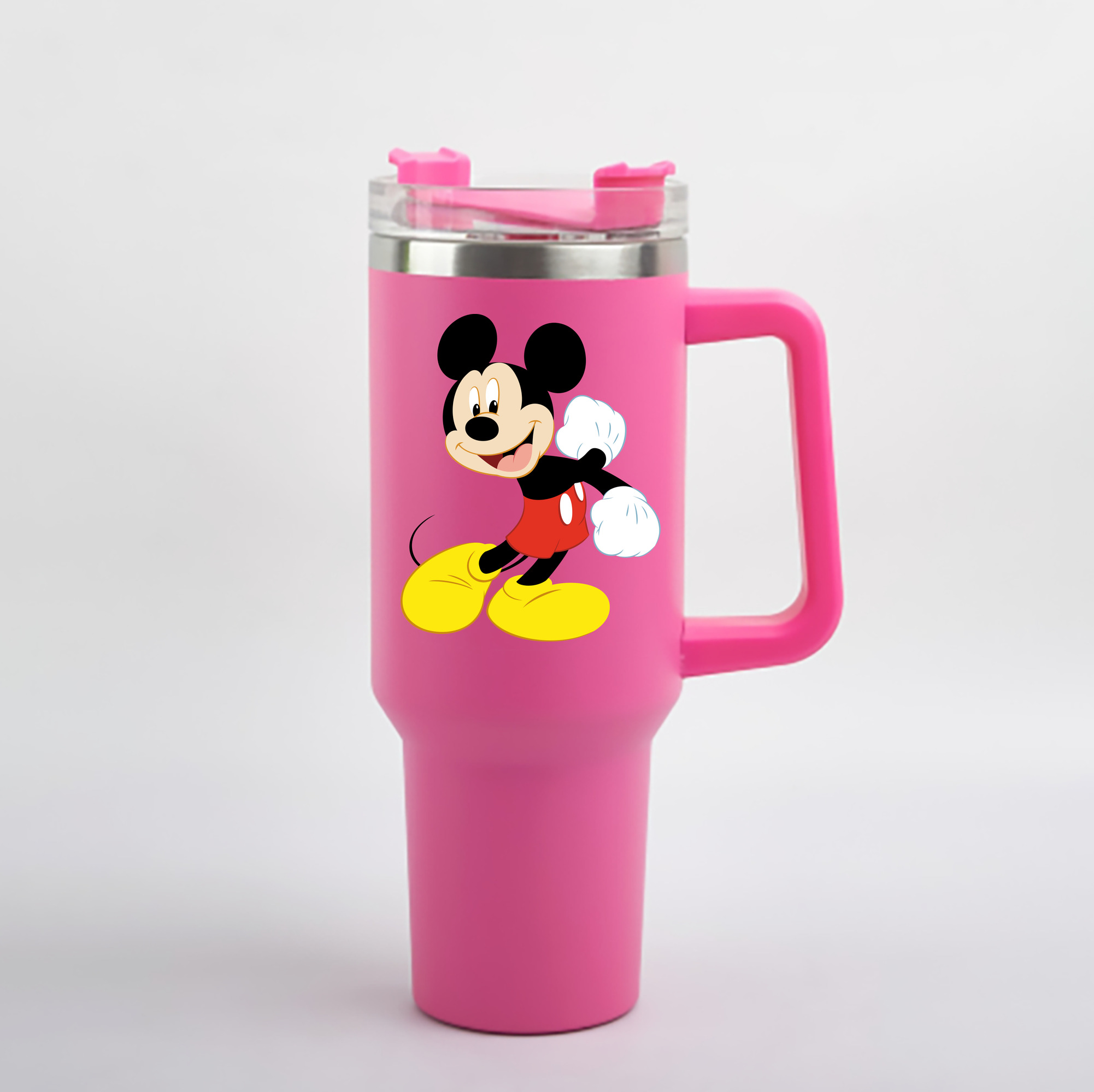 （画像用） ミッキーマウス Mickey Mouse 1200mL車用タンブラー - クリスタルステッカー（プラスチックストロー付き）